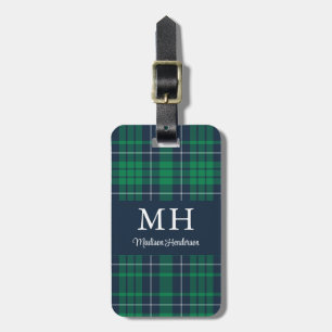 Classic Green Plaid Monogram Luggage Tag
