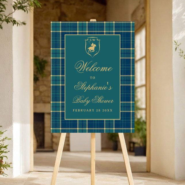 Classic Green Plaid Polo Equestrian Baby Shower Foam Board (Creator Uploaded)
