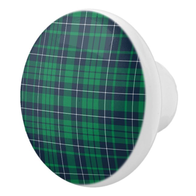 Classic Green Plaid Tartan Pattern  Ceramic Knob (Right)