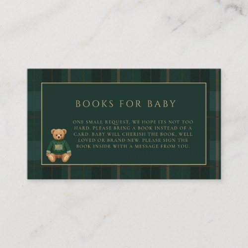 Classic Green Plaid Teddy Bear Theme Baby Shower 