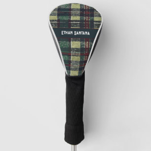 Classic Green Plaid with Red Accents Personalized Golf Head Cover