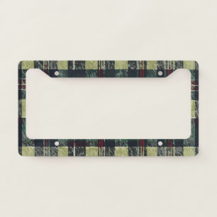 Classic Green Plaid with Subtle Red Accents License Plate Frame
