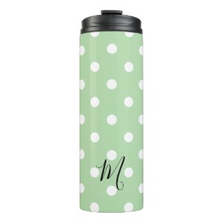 Classic Green Polka Dots Pattern Monogram