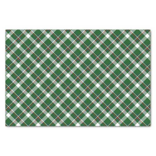 Classic Green Red Blue White Plaid Check Pattern Tissue Paper