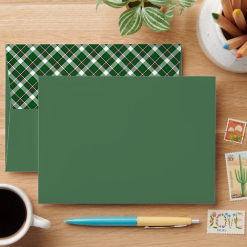 Classic Green Red Blue White Plaid Pattern Envelope