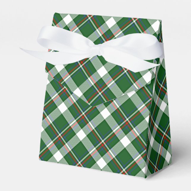 Classic Green Red Blue White Plaid Pattern Favor Boxes (Front Side)