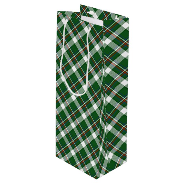 Classic Green Red Blue White Plaid Pattern Wine Gift Bag (Front Angled)