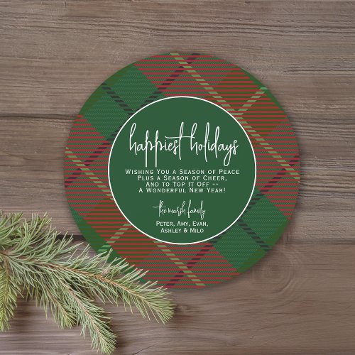 Classic green red plaid _ Happiest Holiday Card