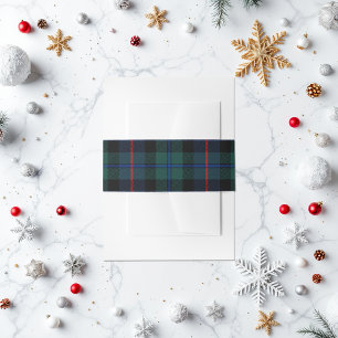 Classic Green & Red Tartan Christmas Invitation Belly Band