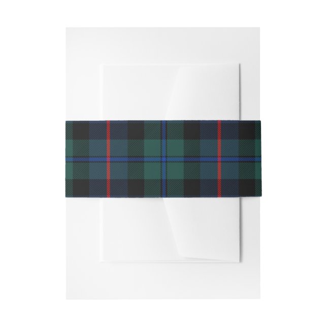 Classic Green & Red Tartan Christmas Invitation Belly Band (Front Example)