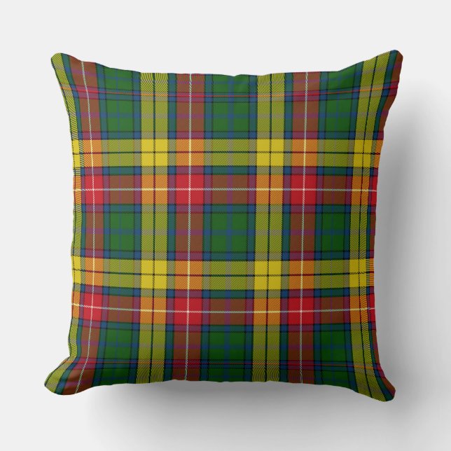 Classic Green Red Yellow Plaid  Throw Pillow (Front)