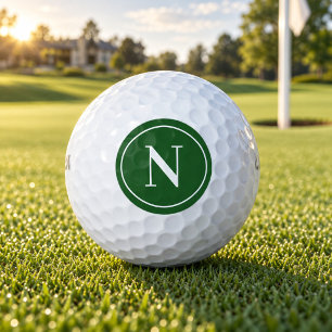 Classic Green Round Monogram Initial Golf Balls
