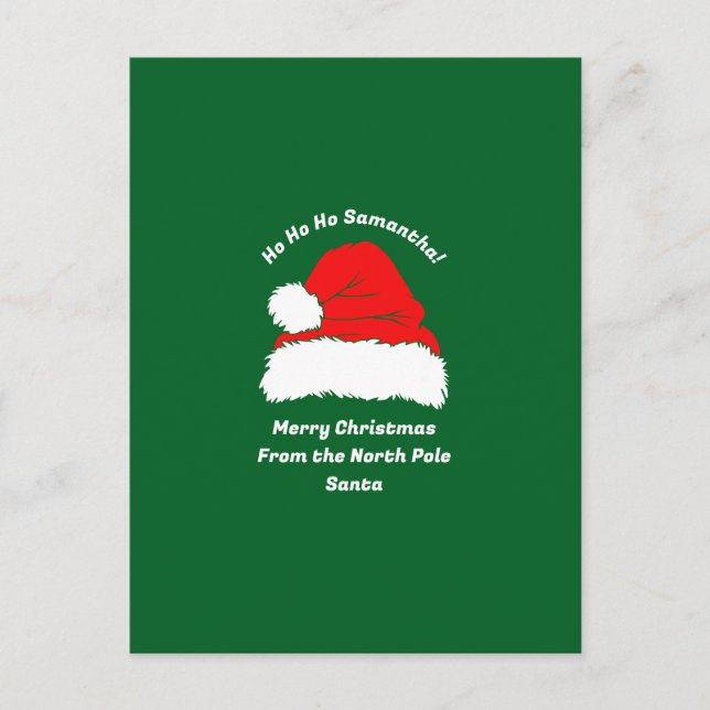 Classic Green Santa Merry Christmas Postcard (Front)