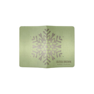 CLASSIC GREEN SILVER LEATHER MANDALA MONOGRAM PASSPORT HOLDER