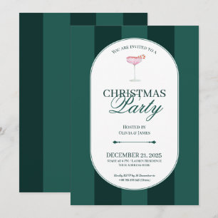 Classic green stripe Christmas Invitation