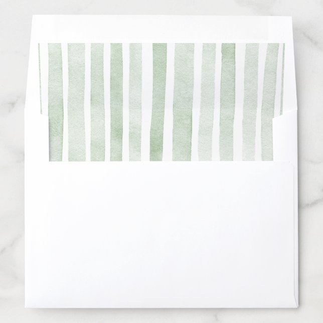 Classic Green Striped Wedding Envelope Liner (In Envelope)