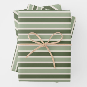 Classic Green Stripes Christmas Wrapping Paper Sheets