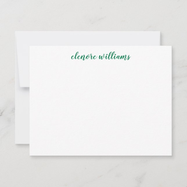Classic Green Stylish Modern Elegant Preppy Script Note Card (Front)
