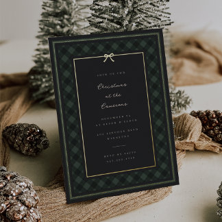 Classic Green Tartan Plaid Christmas Holiday Party Foil Invitation