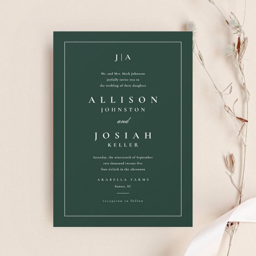 Classic Green Wedding Invitation