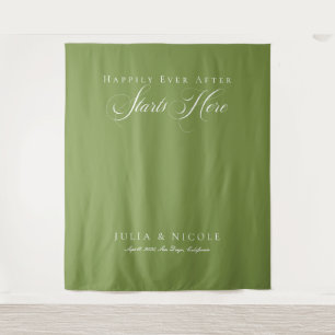 Classic Green Wedding Welcome Backdrops Banner