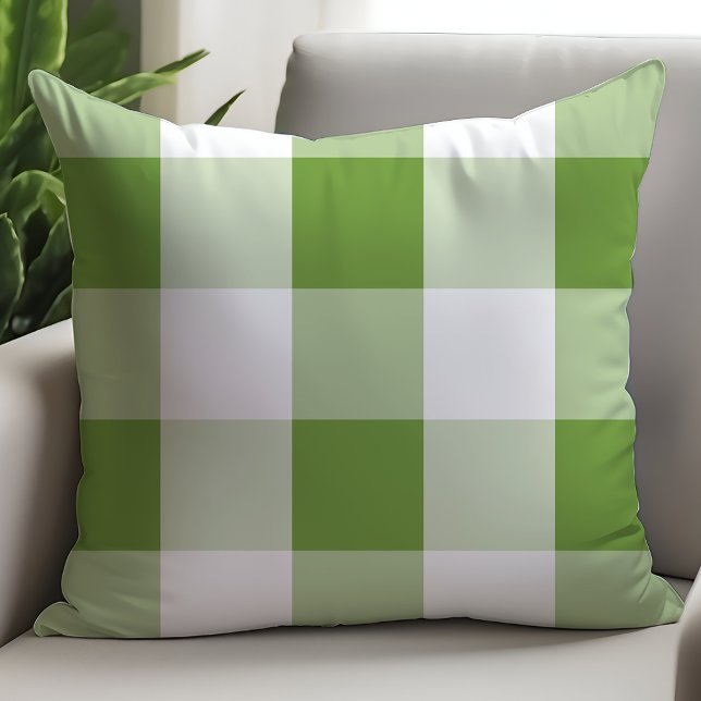 Classic Green White Buffalo Check Throw Pillow (Creator Uploaded)