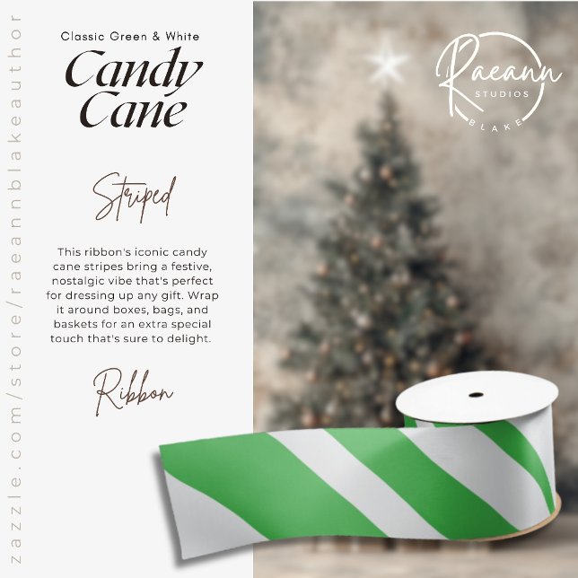 Classic Green & White Candy Cane Striped Ribbon (Creator Uploaded)