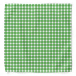 Classic Green White Gingham Small Plaid Pattern Bandana