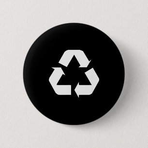 Classic green-white recycle sign design standard button