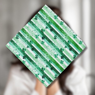 Classic Green White Vertical Stripes Shamrocks Bandana