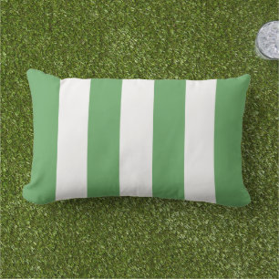 Classic Green White Wide Cabana Stripe Lumbar Pillow