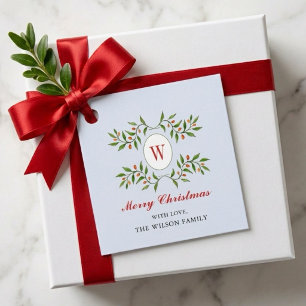 Classic Greenery & Citrus Monogram Christmas  Favo Favor Tags