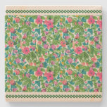 Classic greenery lace with summer flower garden  stone coaster