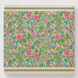 Classic greenery lace with summer flower garden stone coaster