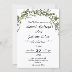 Classic Greenery Wedding Anniversary Invitations