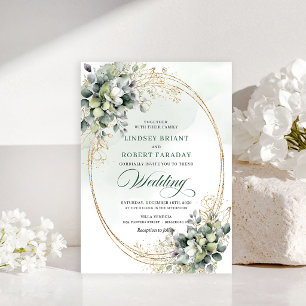 Classic greenery white rose wedding invitation
