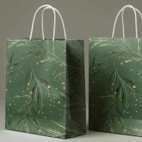 Classic Greens Pine Wreath Christmas Holiday Large Gift Bag