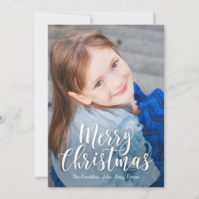 Classic Greeting MERRY CHRISTMAS Photo Card (Front)