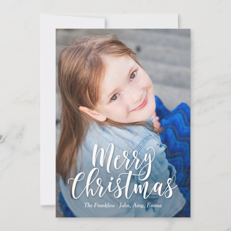 Classic Greeting Merry Christmas Photo Card 