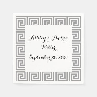 Classic Grey and White Greek Key Pattern Napkins