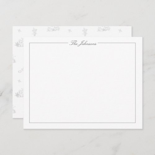 Classic Grey Border Personalized Stationery Note Card