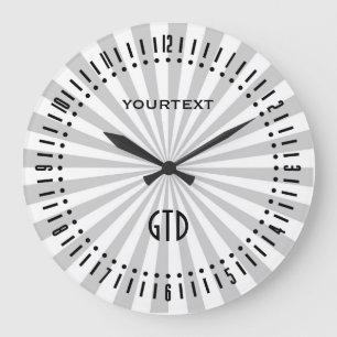 Classic Grey Burst Spinning Wheel Personalize it Large Clock