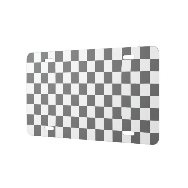 Classic grey checkerboard  license plate (Left)