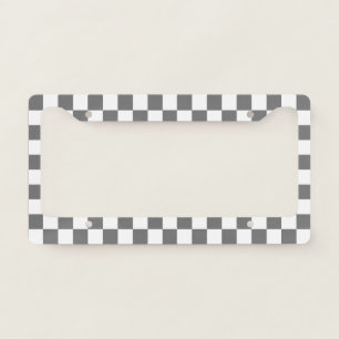 Classic grey checkerboard license plate frame