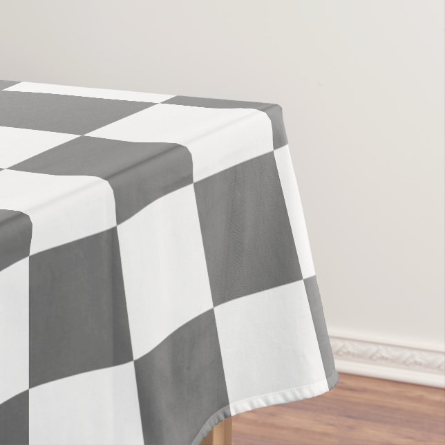 Classic grey checkerboard tablecloth (In Situ)