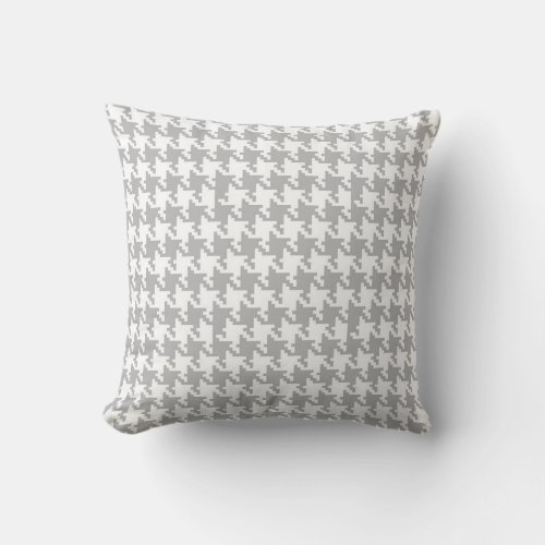 Classic Grey Houndstooth Pattern Throw Pillow