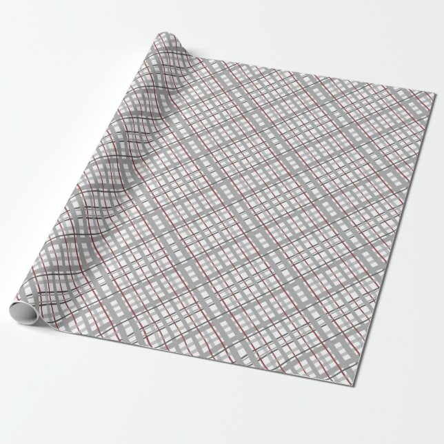 Classic Grey Tartan Plaid Pattern Wrapping Paper (Unrolled)