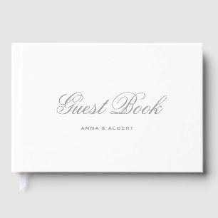 Classic Grey White Bride Groom Wedding Guest Book