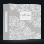 Classic Grey   White Lace Wedding Planner  3 Ring Binder<br><div class="desc">This elegant wedding binder features a classic grey and white lace background. On the front you will find space for you to customize it with your own name and date. It makes a wonderful gift for the new bride-to-be for all the wedding details, style inspiration, contracts, etc. It would also...</div>