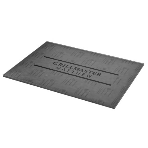 Classic Grill master name black gray fathers day Cutting Board